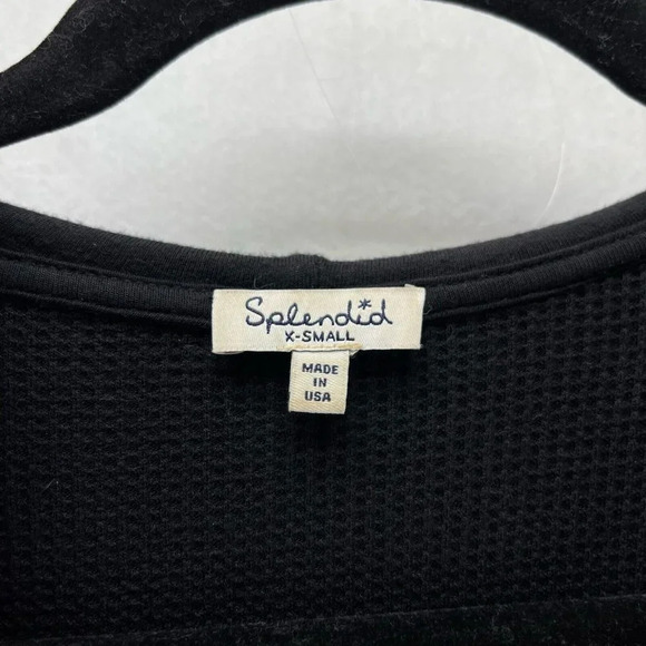 Splendid Cardigan Sz XS  Open Front Hoodie Asymmetric Supima Blend Black - Picture 6 of 10